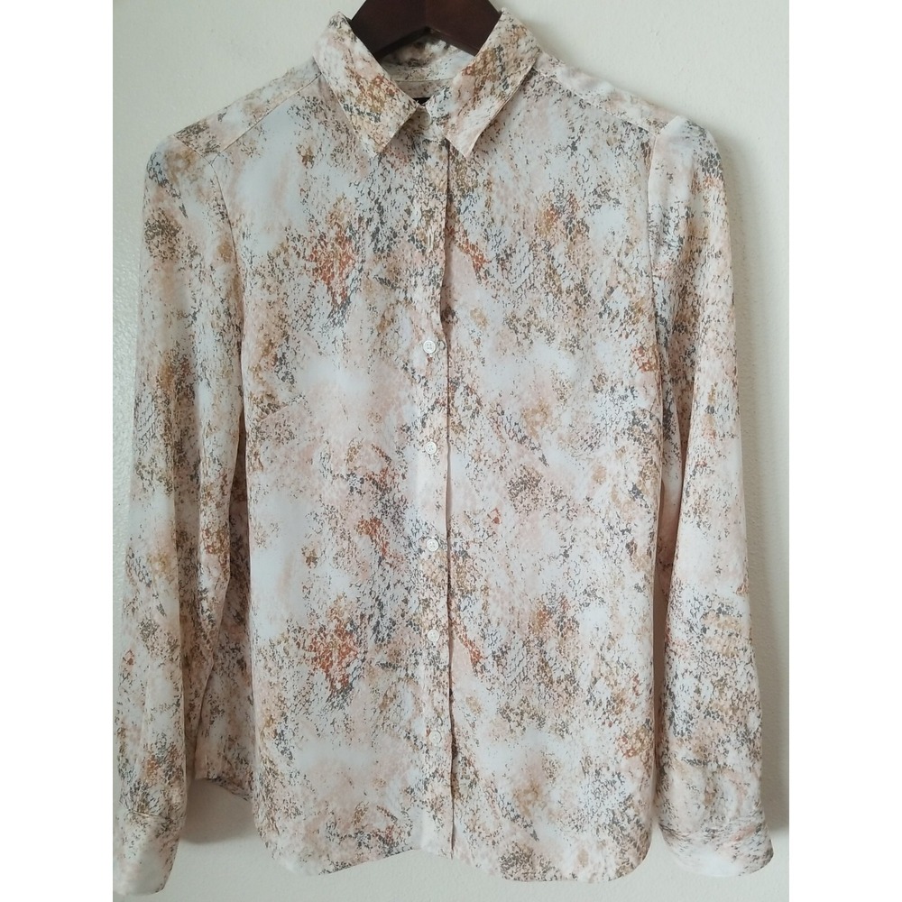 BANANA REPUBLIC Women's Classic Fit Animal Print Long Sleeve Button Shirt sz XS‎